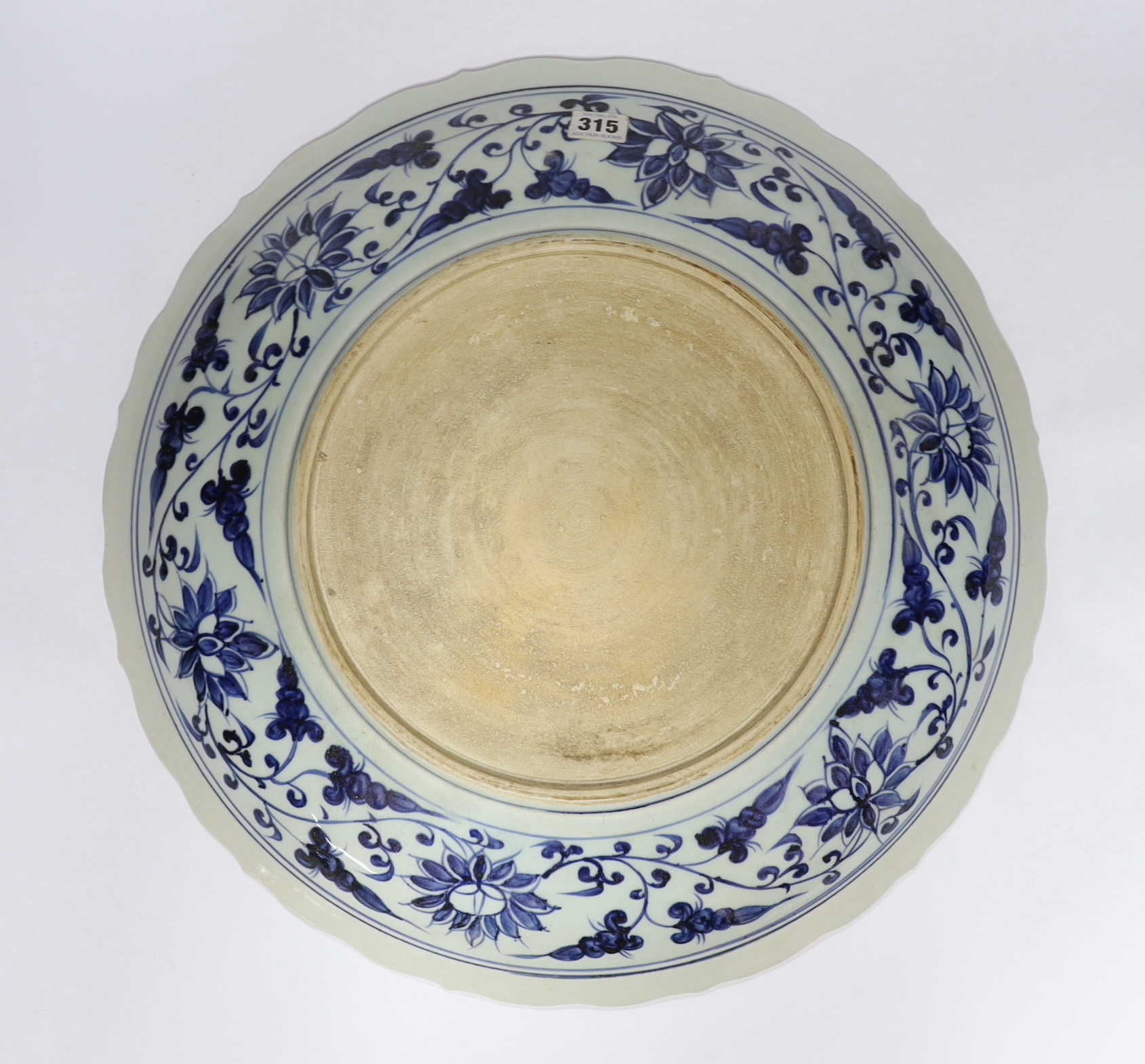 A large Chinese blue and white charger, 51cm diameter